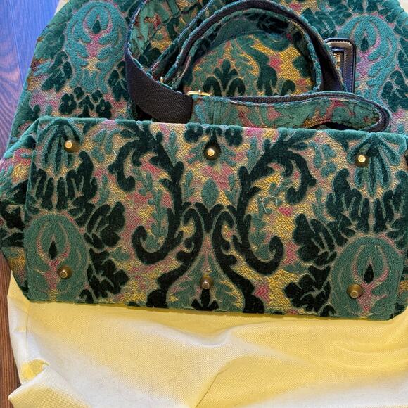 NWOT MCW Burnout Velvet Jade Green Carpet Laptop Backpack - Picture 6 of 15